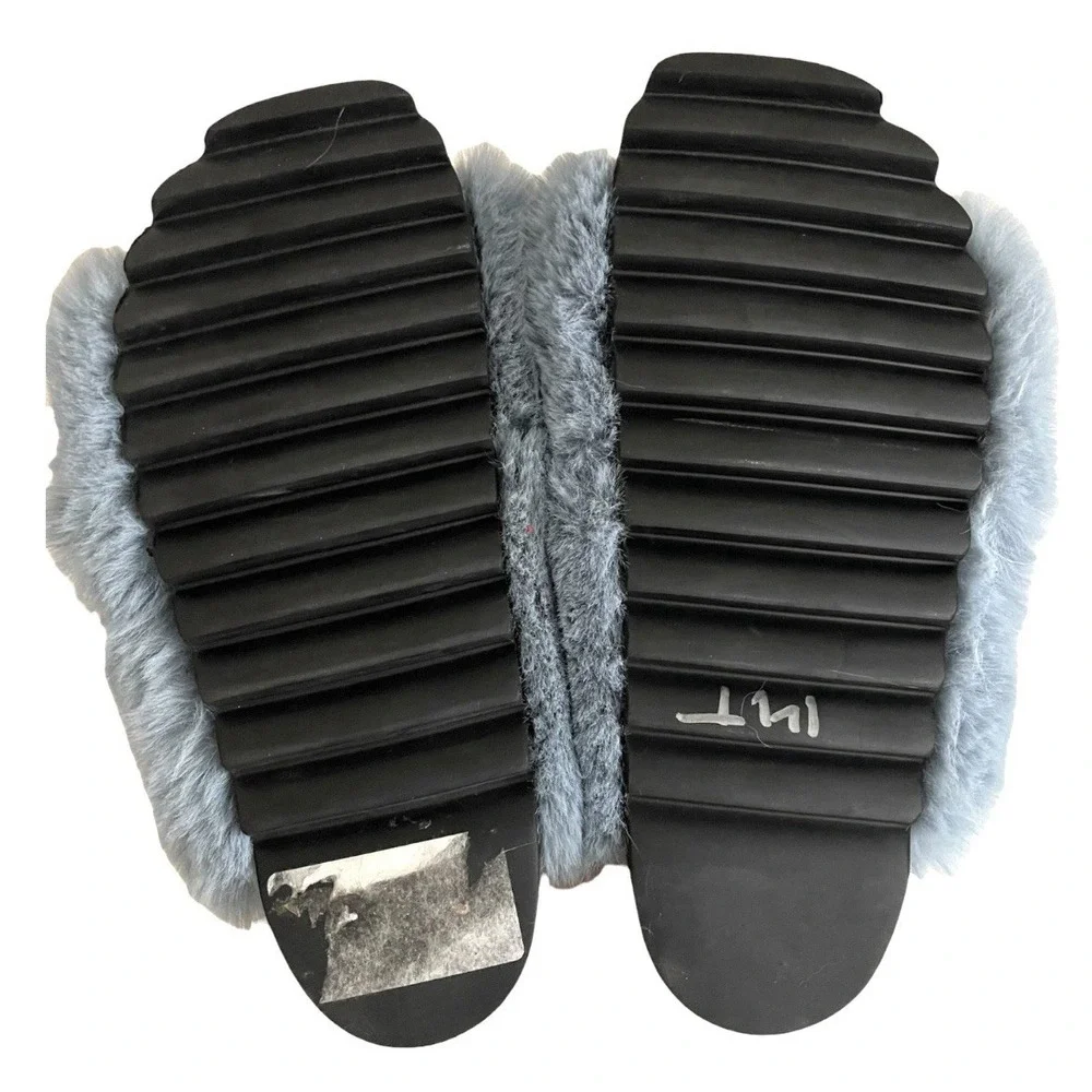 NWOT ROAM‎ Cloud Slipper Slides Icy Blue Furry Sz 37 Faux Fur Chic Fuzzy